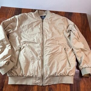 Outdoor Jacket Mens XL Tan Bomber‎ Flight Jacket Orange Quilted Lining Full Zip